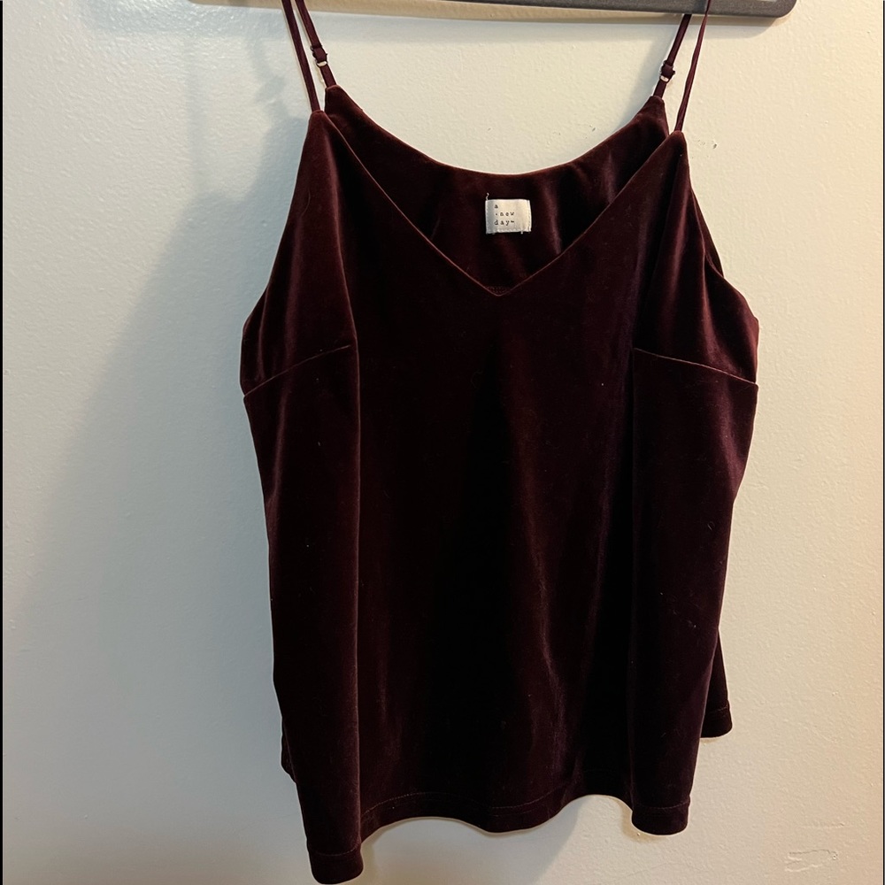 Burgundy velvet spaghetti strap top